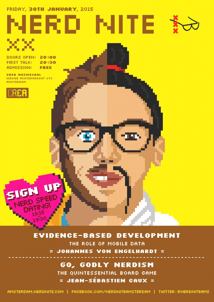 Nerd Nite Amsterdam NNAms event nerdy face poster go boardgame mobile data nerdism
