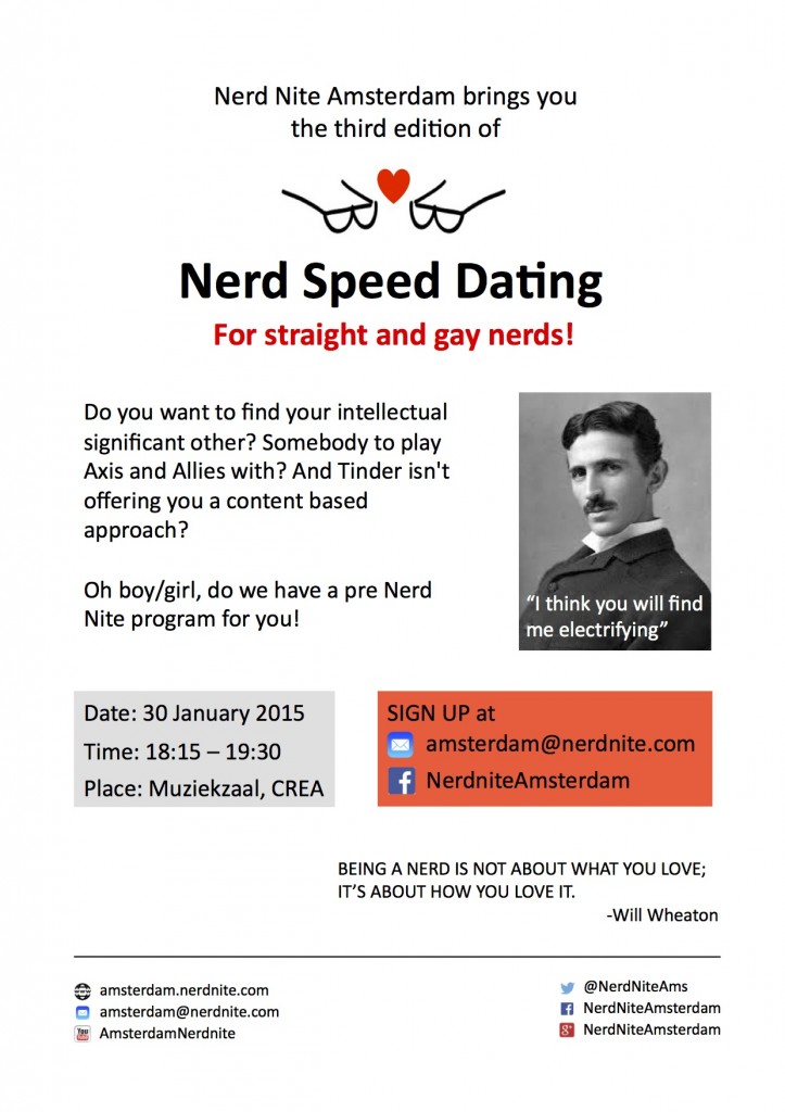 Nerd Nite Amsterdam NNAms event poster speed dating