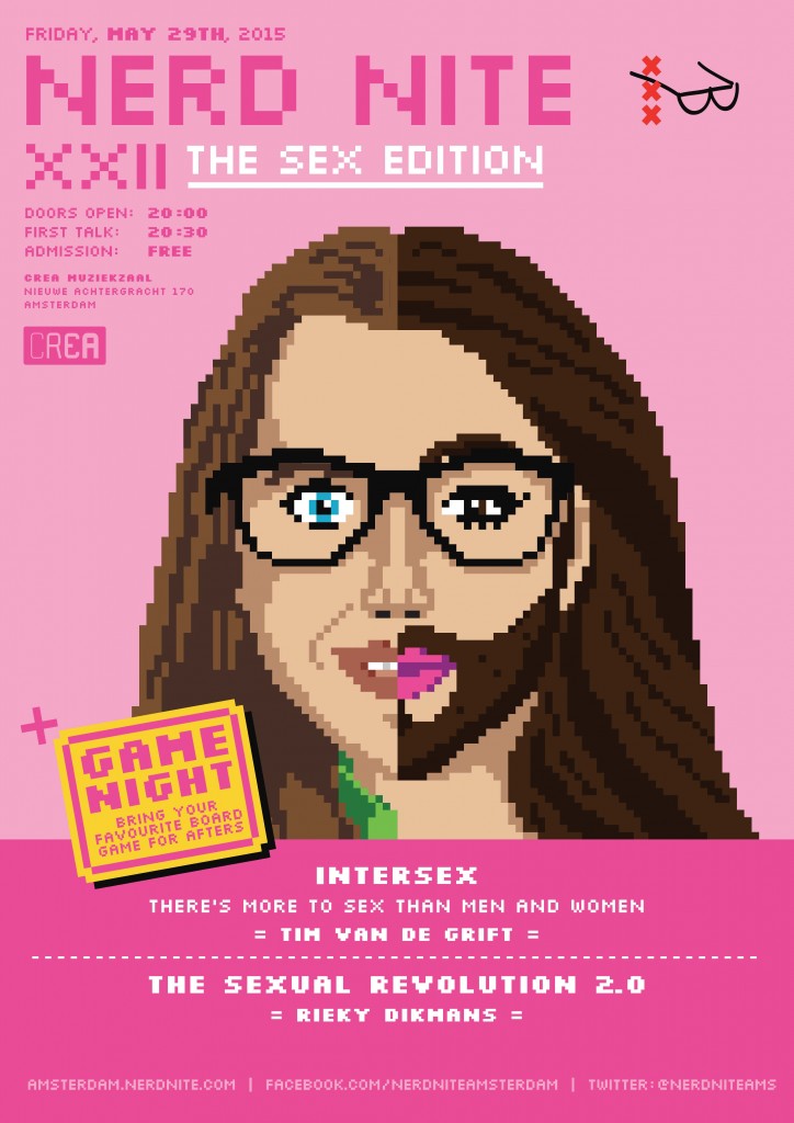 Nerd Nite Amsterdam NNAms event nerdy face Conchita poster sex edition intersex sexual revolution